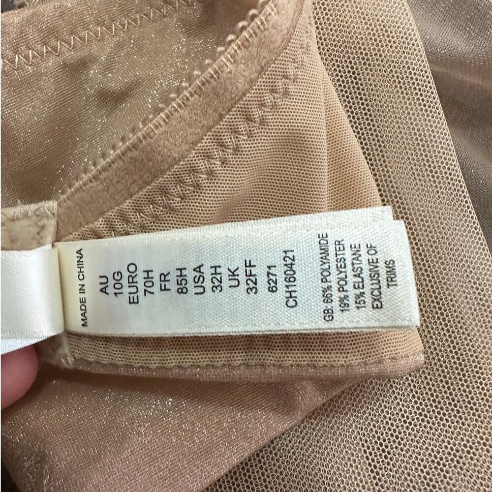 NWT Gossard Glossies Sheer Underwire Bra Nude Beige 32H - Picture 7 of 9
